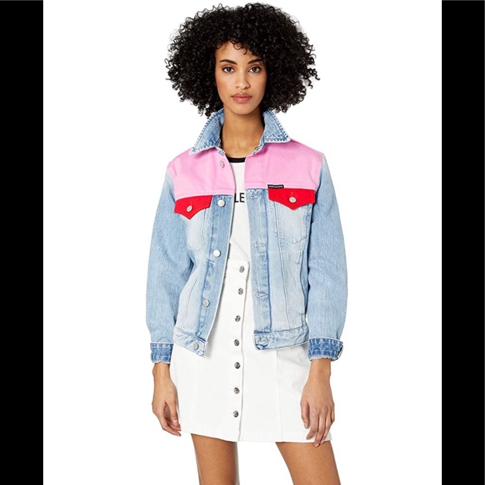 NWT Calvin Klein Size M Colorblock Trucker Jacket